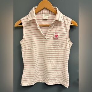Nike Golf Pink and Warm White Disney Cruise Line Striped Tank Top with Collars